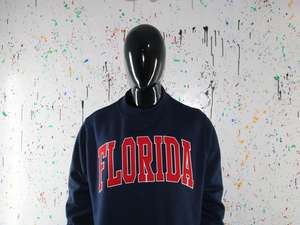 Sudadera de cuello alto azul marino Florida 100% con bordado de apliques rojos, sudadera de cuello ancho CLUSH SPORTS - Product Image 5