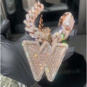 Colgante Personalizado con Letra de Nombre en Moissanita VVS, Estilo Hip Hop, Chapado en Plata 925, con Diamantes Baguette 3D, Cadena con Colgante para Hombre, Joyería Fina - Product Image 1