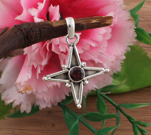 Piedra Preciosa de Granate Rojo Natural en Forma de Estrella, Plata de Ley 925 Chapada en Platino, Estilo Vintage, Joyería al por Mayor, Unisex, Piedra de Nacimiento de Enero - Product Image 2