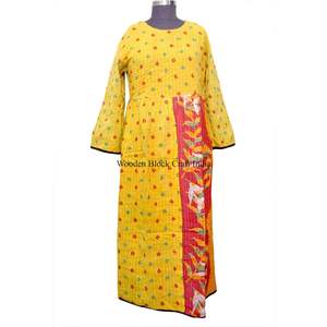 Vestido Kantha de verano 100% algodón, estampado a mano, estilo casual, vestido tipo chaqueta de invierno para fiestas y fiestas en la playa. - Product Image 5