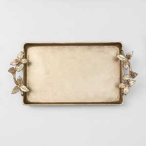 Oval Metal <b>Serving</b> Plate With <b>Gold</b> Leaf Design Handmade Polished Modern Decorative <b>Tray</b> For Table Decoration - Product Image 5