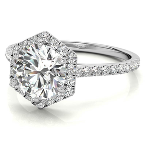 Bague de fiançailles de luxe personnalisée pour femme en argent sterling 925, diamant CVD de laboratoire taille brillant, certifié IGI, forme halo hexagonal - Product Image 3