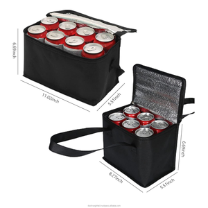 Insulated Cooler Bag 6 Cans Zipper Closure Handle Aluminum Foil Lined Black Color From Vietnam Factory Custom Bags - Product Image 1