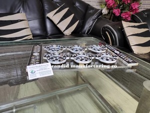 Mother of Pearl Acrylic Coaster Set with Plant Pattern Party Table Decor Stocked Floral <b>Black</b> and White Tray - Product Image 3