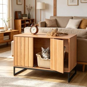 Luxury Rectangle <b>Cat</b> Litter <b>Boxes</b> Large Capacity Eco-Friendly Wooden Cabinet for Living Room PC Material - Product Image 5