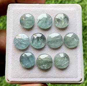 Cianita Acuática, Corte Rosa, Redonda, Parte Posterior Plana, Lote de 5 Piezas, Piedras Naturales de Cianita Acuática para Joyería Hecha a Mano, DIY - Product Image 1