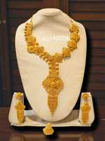 AWAIS HOUSE Nuevo Conjunto de Collar y Pulsera de Latón Chapado en Oro Estilo Hip Hop para Mujer, Regalo para Compromiso, Boda o Fiesta
