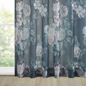 Tenda trasparente in Voile con stampa floreale con tasca a asta e tende e mantovane con linguetta posteriore - Product Image 6
