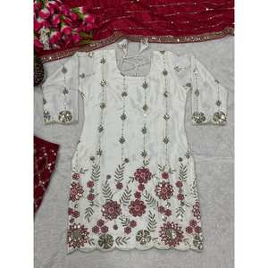 Conjunto de Blusa y Camisa Elegante para Mujer, Diseño de Fiesta, con Sharara Plazzo y Dupatta - Product Image 1