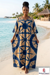 Vestido Kaftán Estampado Personalizado para Mujer, Traje de Playa Holgado, Ropa de Verano de Tela Ligera, Ideal para Vacaciones en Resorts y en la Isla - Product Image 5