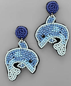 Pendientes de cuentas de semilla de hoja turquesa, diseño Floral azul, borde de diamantes de imitación, joyería con cuentas, pendientes llamativos, moda de fiesta elegante - Product Image 4