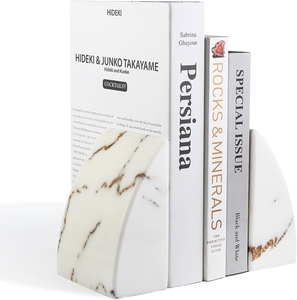 Trending Best Selling Aesthetic design Marble Bookends for Shelves Natural Stone <b>Book</b> Stopper for <b>Books</b> CD Movies - Product Image 3