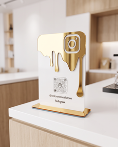 Soporte acrílico para letrero QR con base de madera, logotipos de códigos QR de redes sociales personalizados e iconos de menú para publicidad - Product Image 4