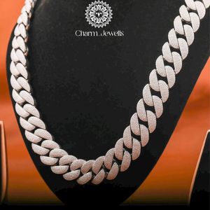 สร้อยคอ Charm_Jewells แบบยูนิเซ็กซ์ เงินแท้ 925 ชุบทอง 14K ประดับโมอิสซาไนต์ รับรองโดย IGI ดีไซน์แบบโซ่เชื่อม สไตล์ฮิปฮอป เหมาะสำหรับงานปาร์ตี้ - Product Image 6