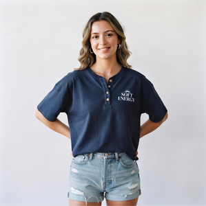 <b>Women</b> Baggy <b>Henley</b> Top Lightweight Cotton 230GSM Loose Fit <b>Henley</b> T-<b>Shirt</b> Drop Shoulder Button Up Summer Polyester Tee - Product Image 5