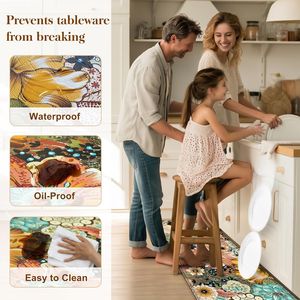 Juego de 2 Tapetes de Cocina Boho Florales, Alfombras Antifatiga con Espuma Viscoelástica, Antideslizantes, Impermeables, Cómodas y Acolchadas - Product Image 2