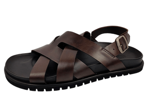 Sandalias de Cuero Marrón con Tiras Cruzadas, Punta Puntiaguda, Fáciles de Poner, Forro de Malla Transpirable, Suela de Goma, Estilo Sólido para Todas las Temporadas - Product Image 4