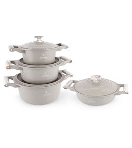 Ensemble de casseroles en granit de qualité supérieure antiadhésif avec poignées en bakélite résistantes à la chaleur, couvercles en métal économiseurs d'énergie et base compatible induction - Product Image 1