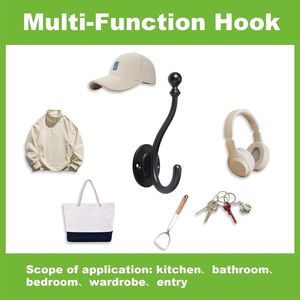 Set di 5 Ganci Decorativi da Parete Neri Opachi per Bagno, Camera da Letto e Cucina, per Appendere Vestiti, Accappatoi e Asciugamani - Product Image 4