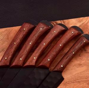 Couteaux de chef noirs forgés à la main, 5 pièces, revêtement poudré, avec manche en bois, multi-usages et écologiques - Product Image 2