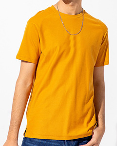 Camisetas de Moda para Hombre, Color Amarillo Sólido, Manga Corta, Cuello Redondo, Corte Regular, 100% Algodón, Tejido de Punto - Product Image 1