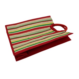 ถุงผ้าปอกระเจา PP เคลือบลามิเนตที่จับเชือกทรงกลมลายแถบหลายสี - Product Image 6