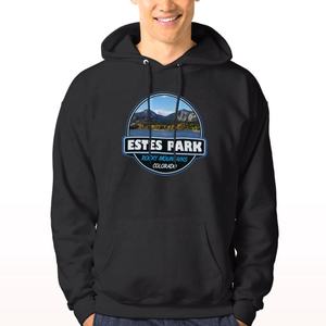 Sweat-shirt à capuche polaire épais personnalisé pour homme, motif souvenirs des Montagnes Rocheuses d'Estes Park, Colorado, idéal pour le ski et les activités de plein air - Product Image 1