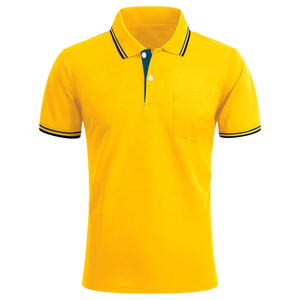 Polo de Manga Corta Amarillo para Hombre, Tejido de Algodón Piqué, Estilo Casual con Bolsillo, Corte Regular, Diseño Transpirable de Punto - Product Image 2