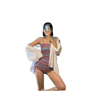Женский сексуальный купальник в полоску, 2024 купальный костюм на тонких бретелях, оптовая продажа