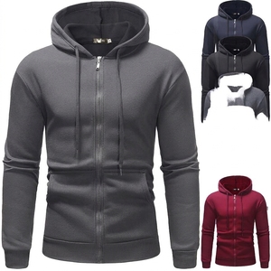 Vente en gros de sweat-shirts à capuche zippés en polaire pour hommes, épais, chauds, à manches longues, style streetwear décontracté - Product Image 4