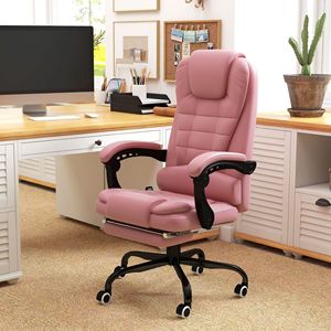 Sedia da Ufficio Direzionale Rosa con Funzione Massaggiante Reclinabile e Altezza Regolabile - Product Image 2