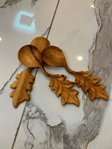 Vietnam Vintage Scoop Leaf Wooden <b>Spoon</b> Solid Wood Material for Seasoning Scoop Coffee Tea Kitchen <b>Serving</b> Use - Product Image 5