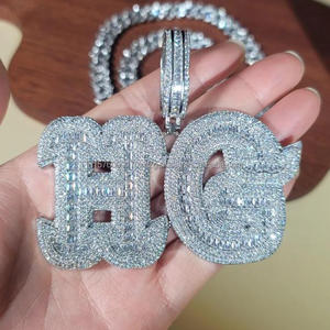 Custom <b>Name</b> Moissanite Diamond " HG " Pendant <b>Chain</b> Hip Hop Jewelry Iced Out Necklace Wholesale - Product Image 3