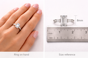 แหวนหมั้นเพชรทรงเอเมอรัลด์คัทที่เพาะเลี้ยงในห้องปฏิบัติการ |   แหวนทอง 14K ชุบทองคำขาว ประดับเพชรทรงบาแกตต์ 4.50 กะรัต รุ่น Trilogy Tapered สำหรับงานแต่งงานที่ได้รับการรับรอง - Product Image 4