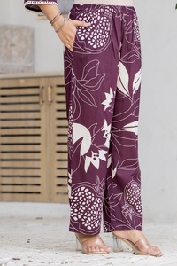 ชุดคุร์ตะผ้าฝ้ายแท้พิมพ์ลายดอกไม้สำหรับผู้หญิงพร้อมกางเกงขายาว - Product Image 5