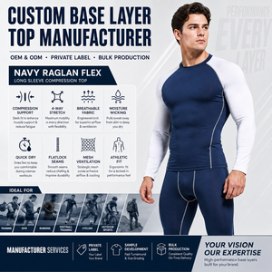 Navy <b>Raglan</b> Flex Men's Long Sleeve Compression <b>Top</b> 230 GSM Polyester Spandex Quick Dry Breathable Full Sleeve - Product Image 6