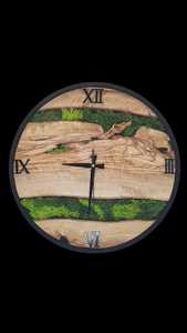 Handmade Wooden Clock Natural Preserved Moss Wall Clock Unique Olive Wood <b>Frame</b> Eco-Friendly Custom Modern Design - Product Image 5