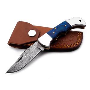 Cuchillo Plegable de Nuevo Diseño, Acero de Damasco, Portátil, para Campamento al Aire Libre, con Mango de Madera, Pequeño, Multifuncional, de Bolsillo - Product Image 5
