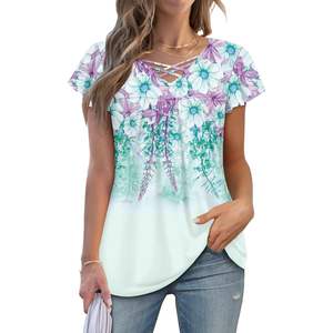 2025 blusas de lino con cuello en V para mujer, Túnica de verano con cuello de lazo, blusas holgadas informales, talla XL - Product Image 2