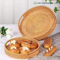 Panier de rangement carré multifonctionnel en rotin tressé beige, fait main, écologique, style vintage, série KM MPL, vente en gros