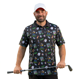Camiseta de Golf Estampada para Hombre, Manga Corta, Transpirable, Corte Regular, Diseño Casual Estampado, Tejido de Poliéster - Product Image 6