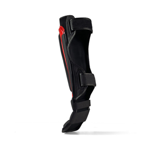Protège-tibias de boxe en cuir respirant et léger, écologiques, élastiques, avec fermeture auto-agrippante, pour entraînement professionnel et protection. - Product Image 1