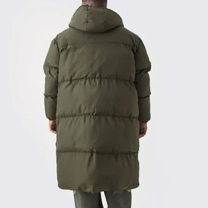 Veste d'hiver longue à capuche pour homme, en duvet, coupe-vent, épaisse, grise, décontractée, fermeture éclair, coupe régulière, couleur unie - Product Image 5