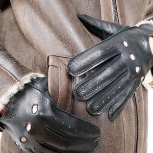 Guantes de Conducción de Piel de Oveja Auténtica Resistentes al Viento, Guantes de Cuero con Forro Suave, Guantes de Cuero de Alta Calidad a la Moda con Dedos Completos - Product Image 3