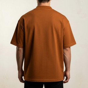 เสื้อยืดคอกลมแขนสั้นทรงปกติสำหรับผู้ชาย สีมัสตาร์ด ผ้าเจอร์ซีย์คอตตอน 100% สไตล์ลำลอง ปรับแต่งได้ ด้านหน้าผ้าถักระบายอากาศ - Product Image 2