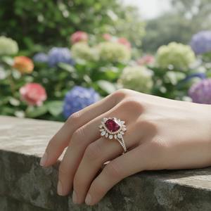 Anillo de compromiso europeo para mujer Mehrajudin Gems, rubí con corte cojín, plata 925 chapada en oro, engaste de púas cristianas, para fiesta de bodas - Product Image 5