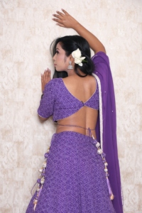 Traditional Indian Purple Lehenga Choli Floor-Length Ethnic Wear for <b>Wedding</b> Regular Fit with Solid Dupatta - Product Image 2