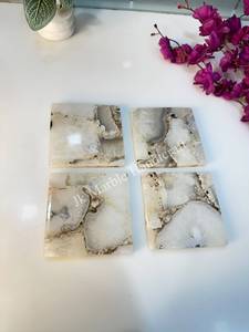 Decorative White <b>Agate</b> <b>Coaster</b> Set Handmade Stone <b>Coasters</b> for Cups Mugs & Glasses Wholesale Available - Product Image 4
