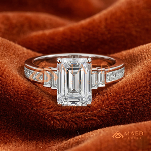 <b>Emerald</b> Cut Diamond <b>Ring</b> in Sterling <b>Silver</b> Classic <b>Emerald</b> Engagement <b>Ring</b> in Sterling <b>Silver</b> - Product Image 1
