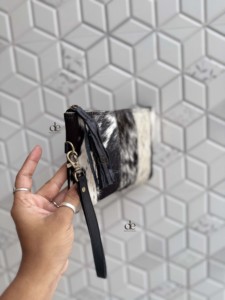 Fashionable Real Cowhide Leather Wristlet Clutch <b>Purse</b> Pouch Wallet Black Colour <b>Small</b> Pouch Stylish Western Patches Wallets - Product Image 2